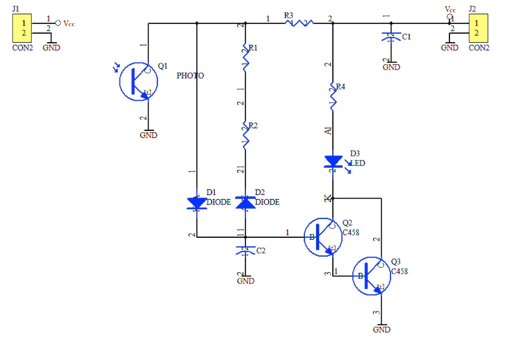 Figure 2. IR-receiver sensor PCB schematic